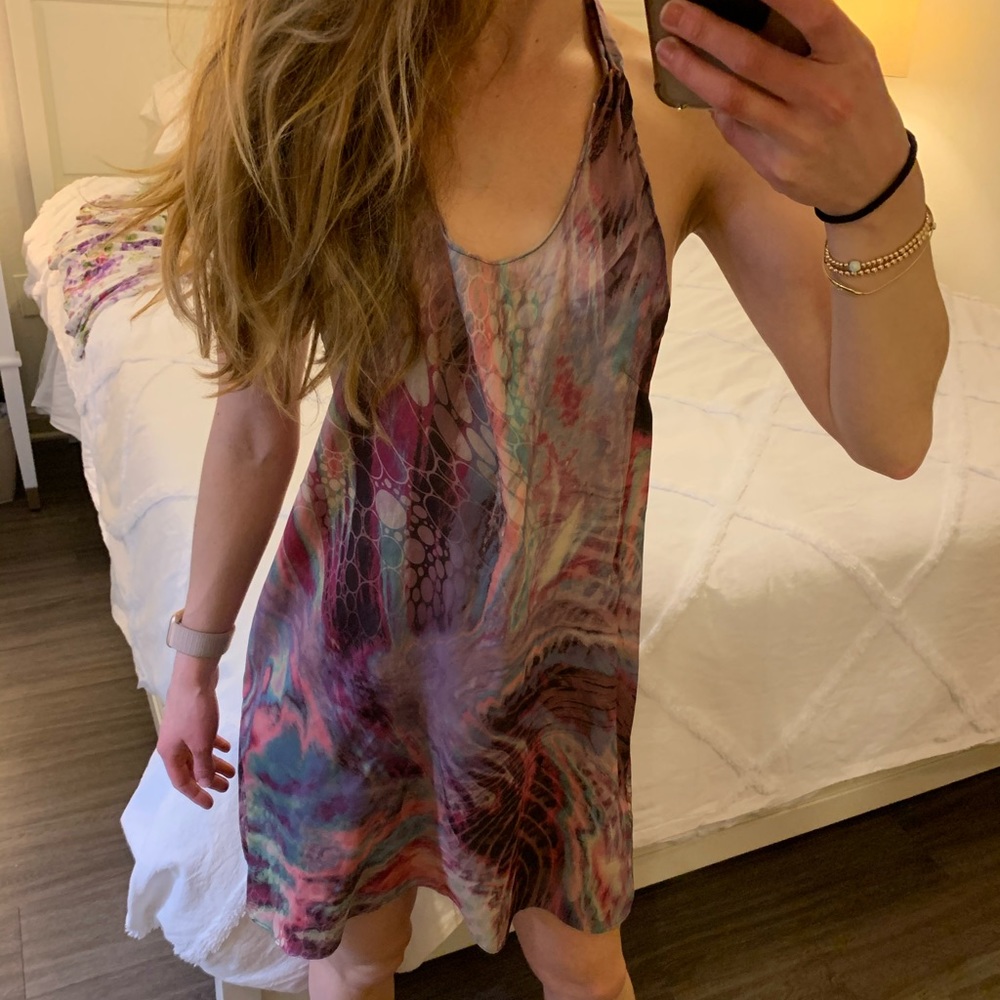 LF stores tie-dye tank dress tunic pink & purple